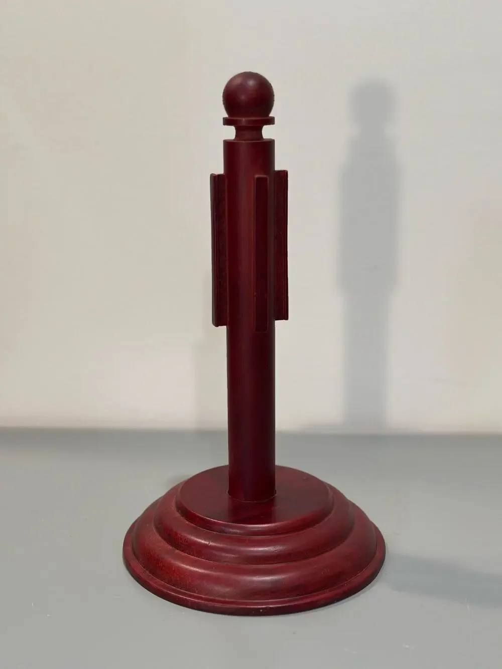 Vintage Solid Wood Paper Towel Holder Stand Cherry Mahogany Finish 12”Countertop